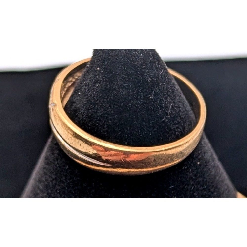 Mens 14K Yellow Gold Star Set Accent Two Tone Band Ring Size 8.25 - Picture 5 of 8